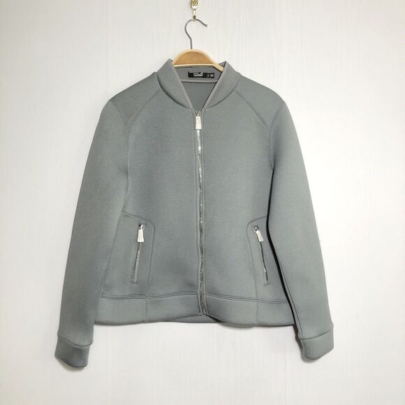Polo Sport Ralph Lauren Jacket Womens Large Gray Moto Scuba Full Zip Pockets New - Picture 1 of 14